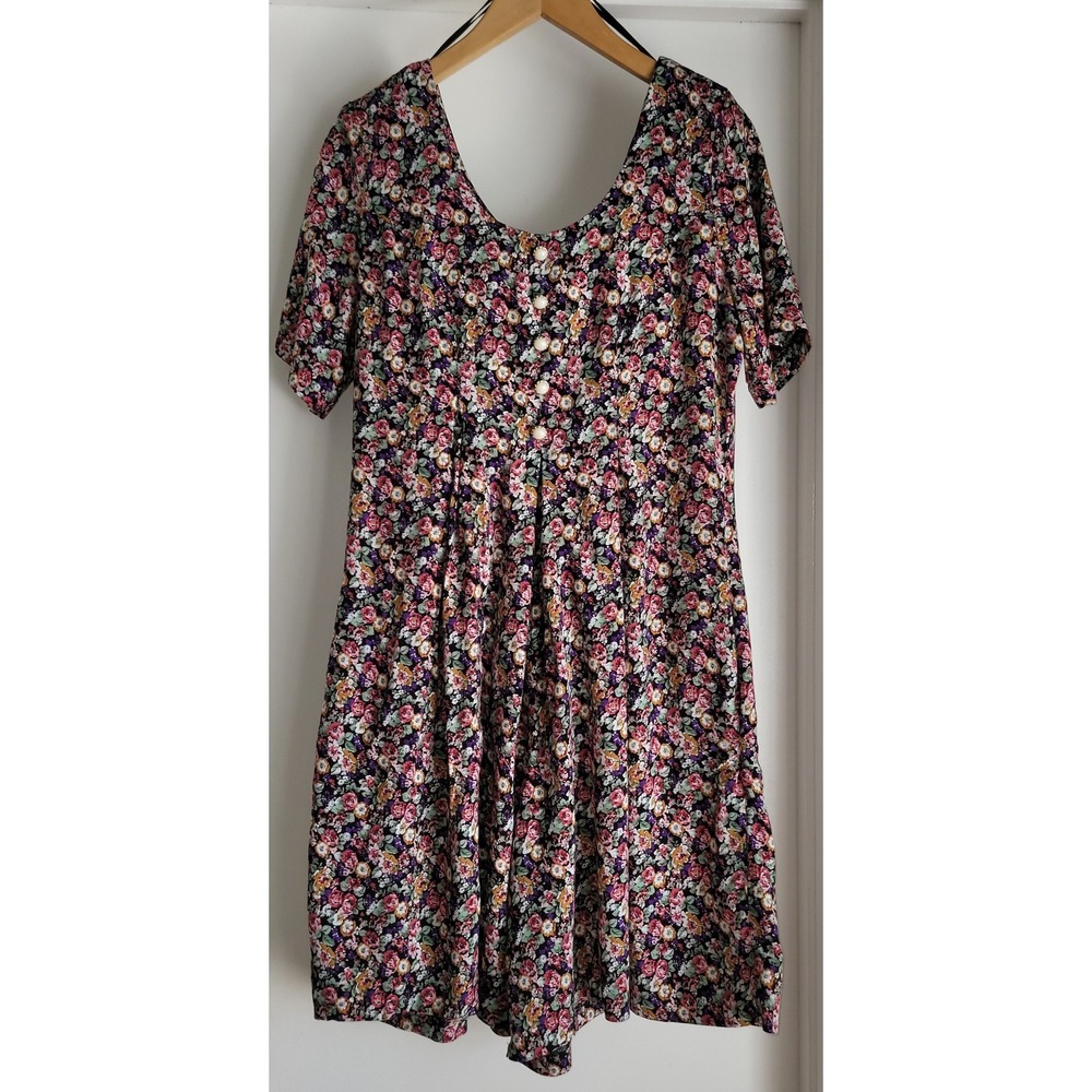 Vintage 90s Stuart Alan‎ Floral  Rayon Jumper Sz 10 Casual Lightweight Women's